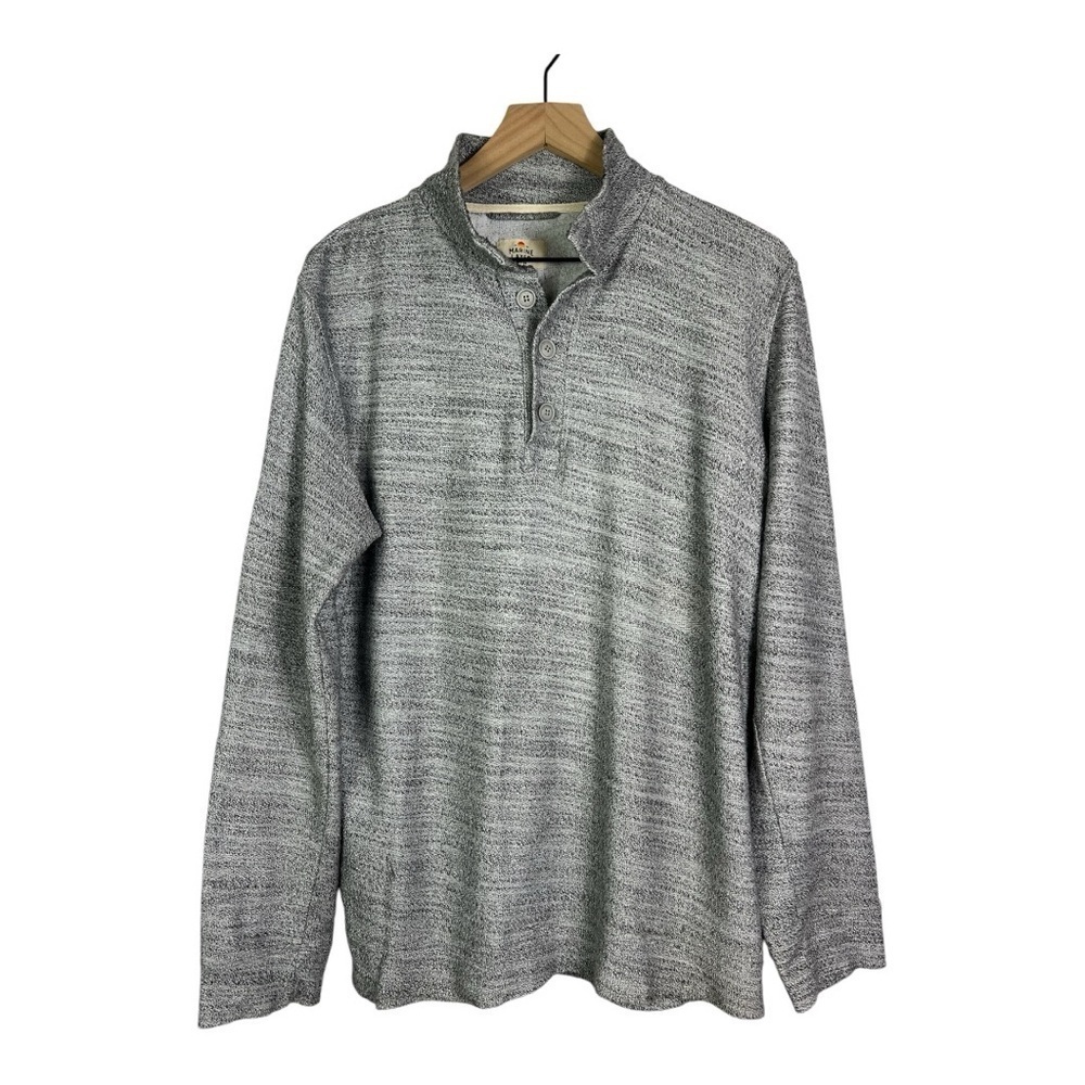 Marine Layer Clayton Textured Three Button Mock Neck Henley Pullover Sz M